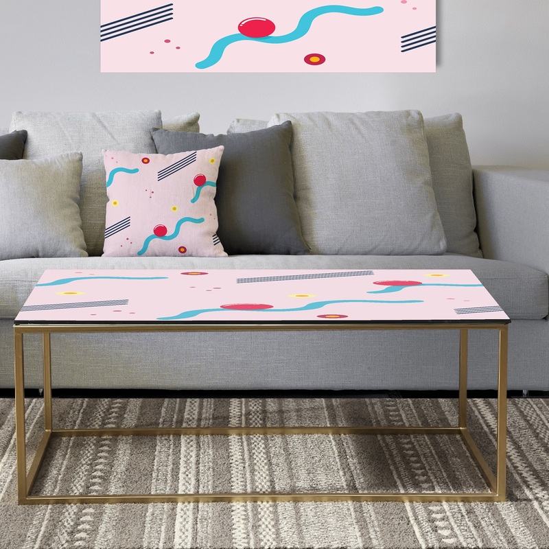 Retro Geometrical Abstract Pattern III - Metal Glam Coffee Table