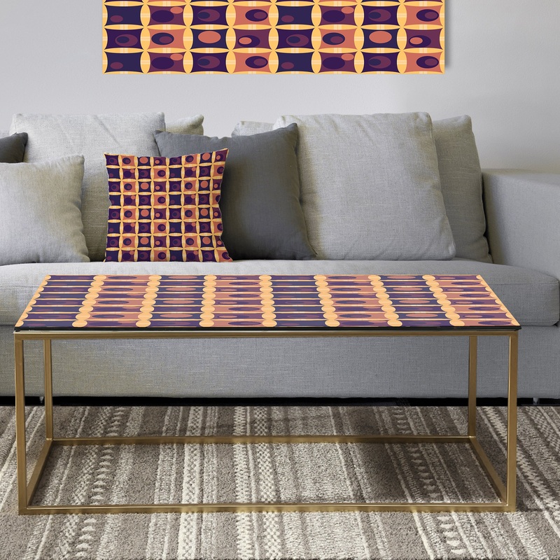 Retro Grid in Orange - Metal Glam Coffee Table