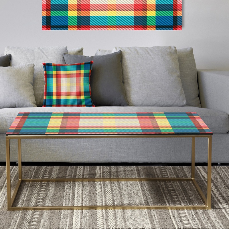Tartan Geometrical Texture III - Metal Glam Coffee Table