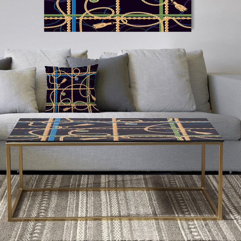 Trendy Gold Chain Pattern - Metal Glam Coffee Table