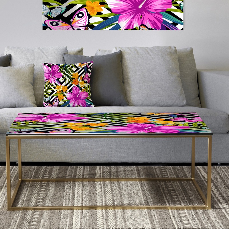 Tropical Foliage and Geometrics - Metal Glam Coffee Table