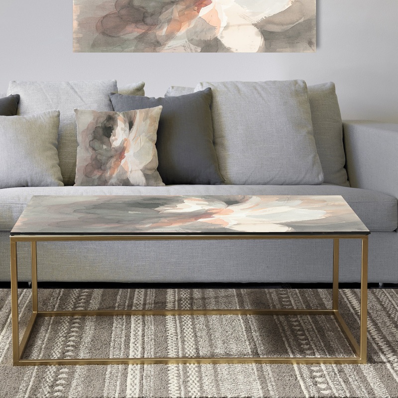 Abstract Peony Grey - Metal Shabby Chic Coffee Table