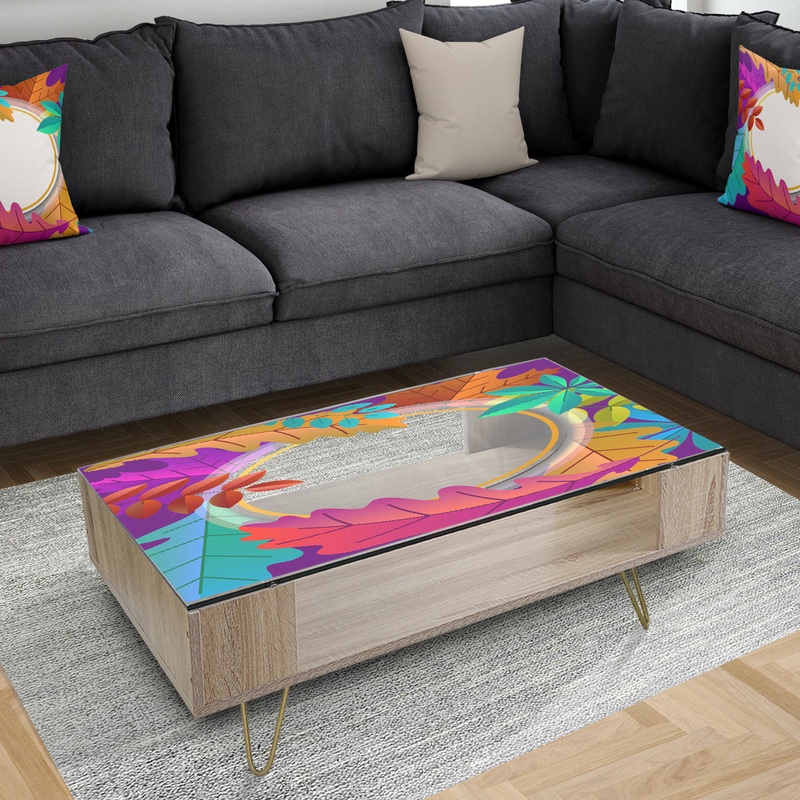 Autumn With Round and Leaves - Traditional Coffee Table