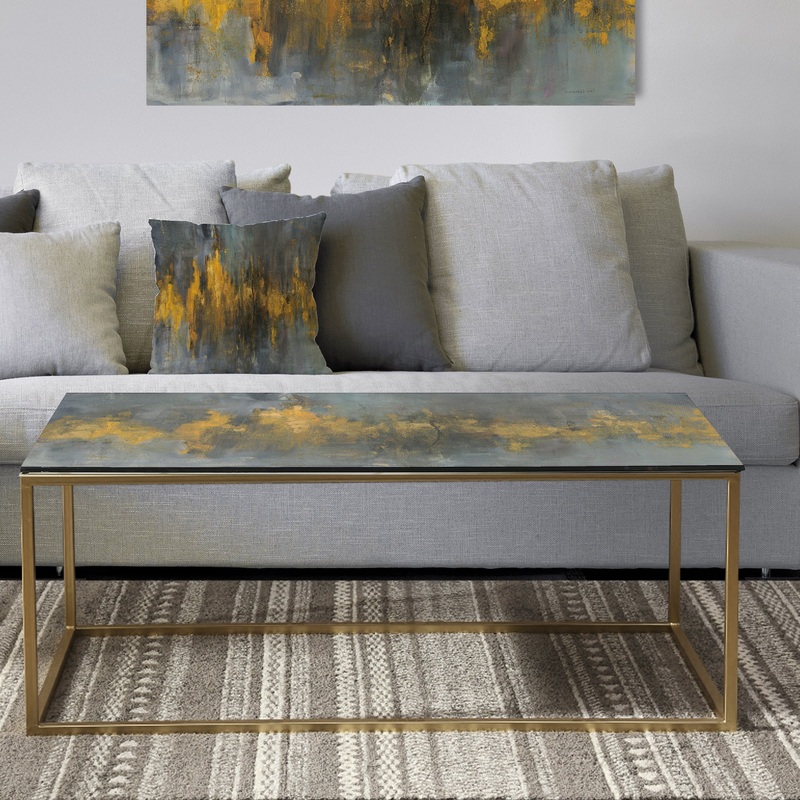 Black and Gold Glam Abstract - Metal Transitional Coffee Table
