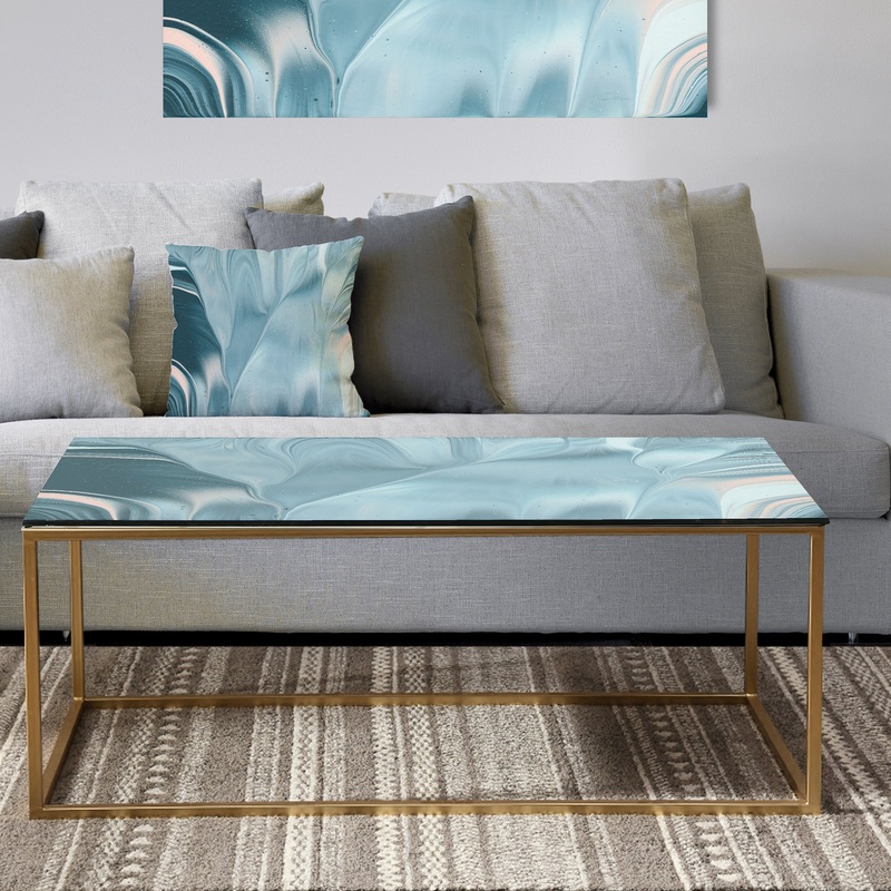 Blue Modern Water I - Metal Modern Coffee Table