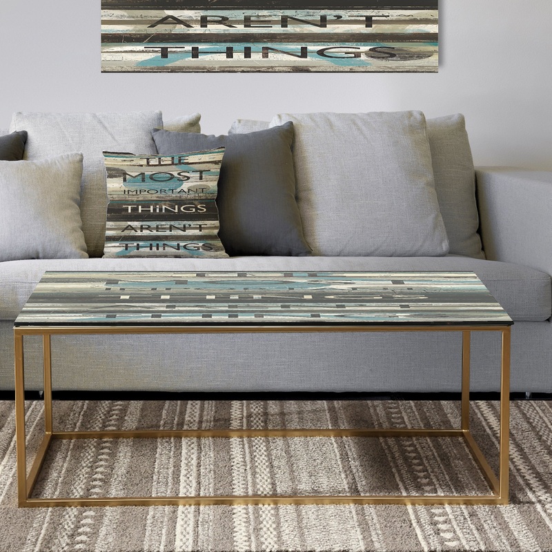 Blue Zephyr Quote II - Metal Traditional Coffee Table