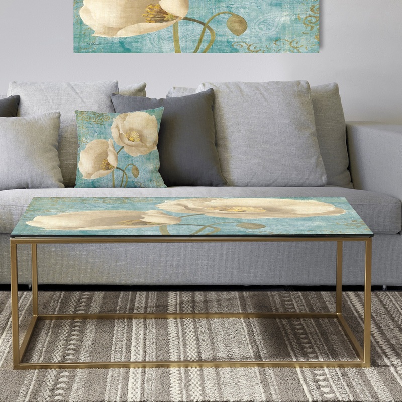 bouquet Poppies on Paisley I - Metal Traditional Coffee Table