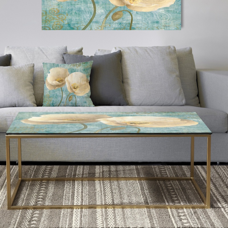 bouquet Poppies on Paisley II - Metal Traditional Coffee Table
