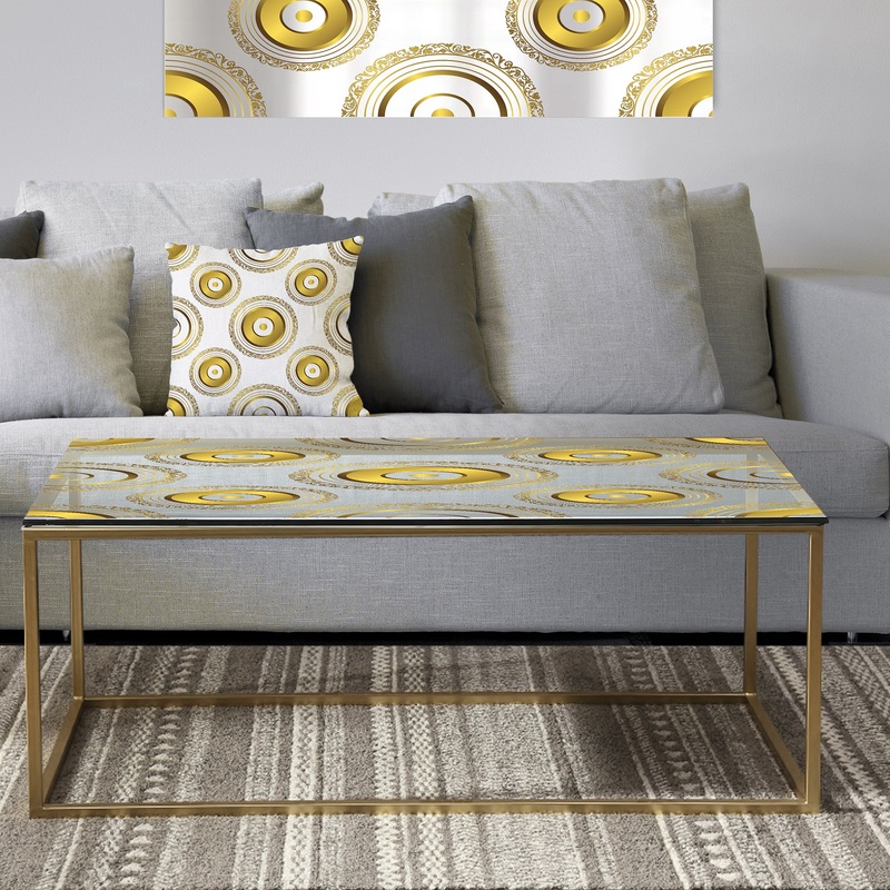 Circular Golden Pattern I - Metal Glam Coffee Table