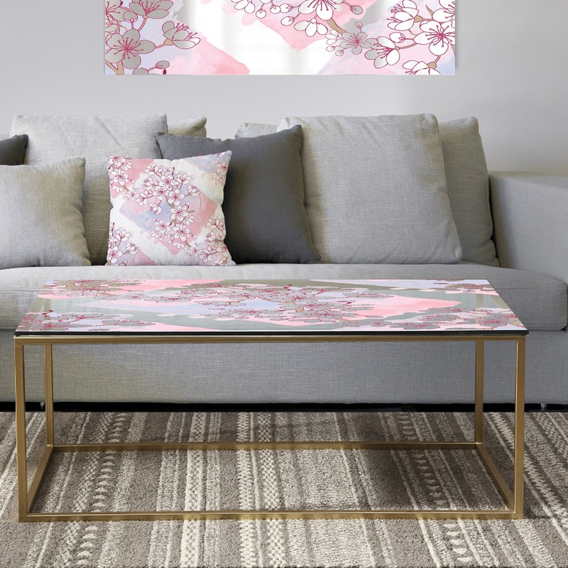 Retro Pink Flower Pattern I - Metal Traditional Coffee Table