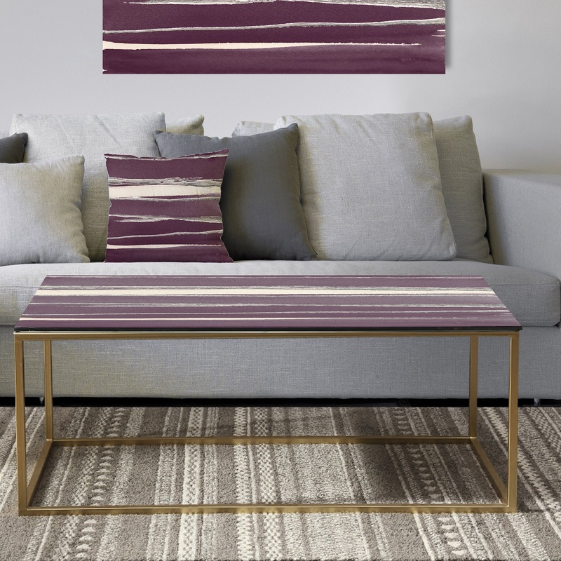 Shabby Watercolor on Purple III - Metal Transitional Coffee Table