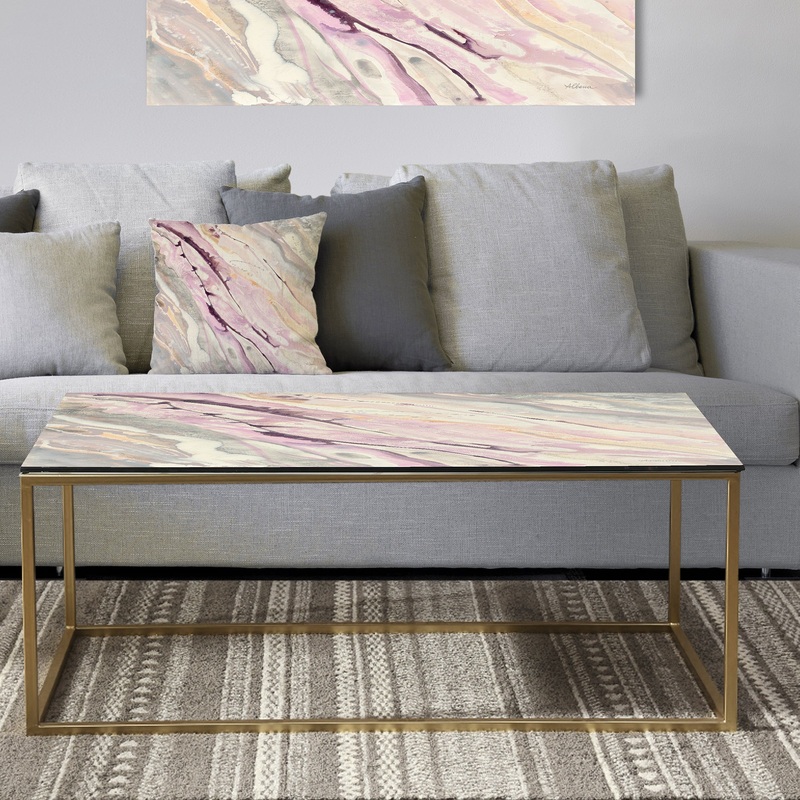 Shaby Pink Marble - Metal Transitional Coffee Table