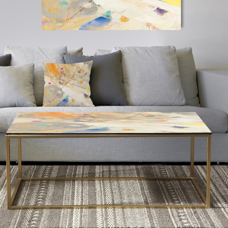 Spring Minimalist Confetti II - Metal Modern Coffee Table