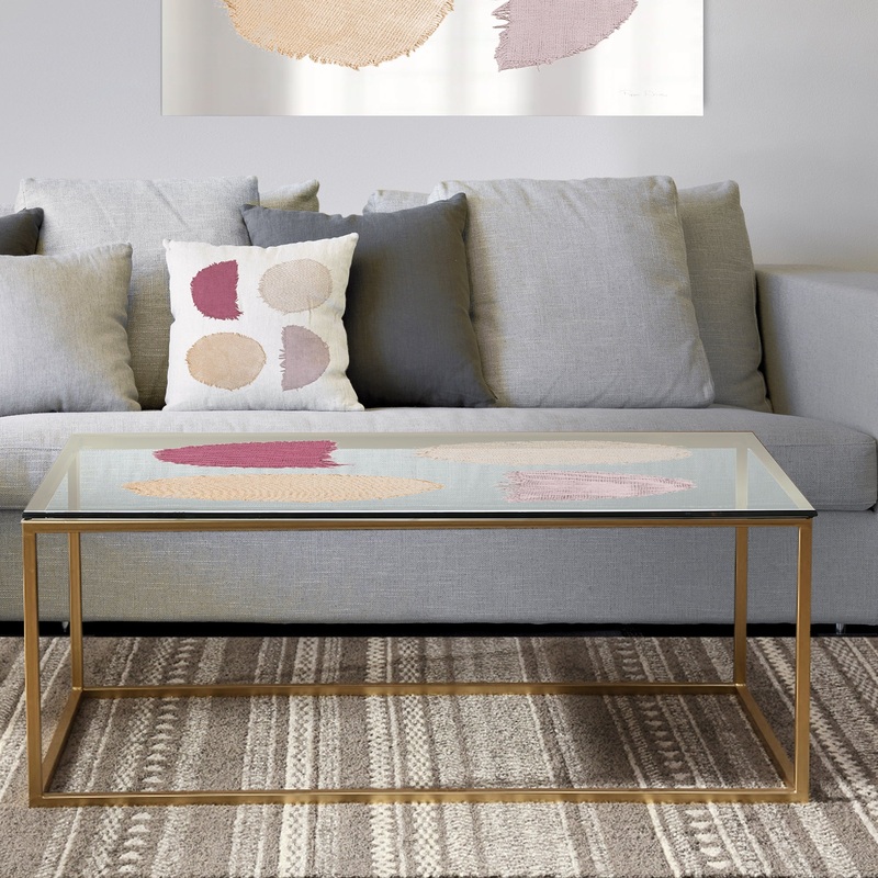 Unique Beige Circle Designs II - Metal Transitional Coffee Table