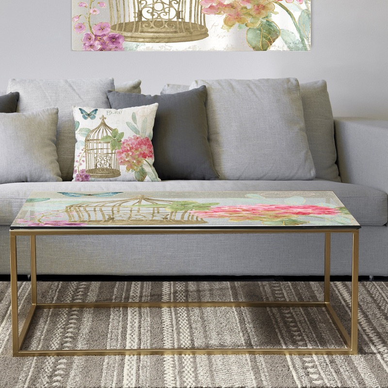 Vintage Floral Birdcage I - Metal Traditional Coffee Table