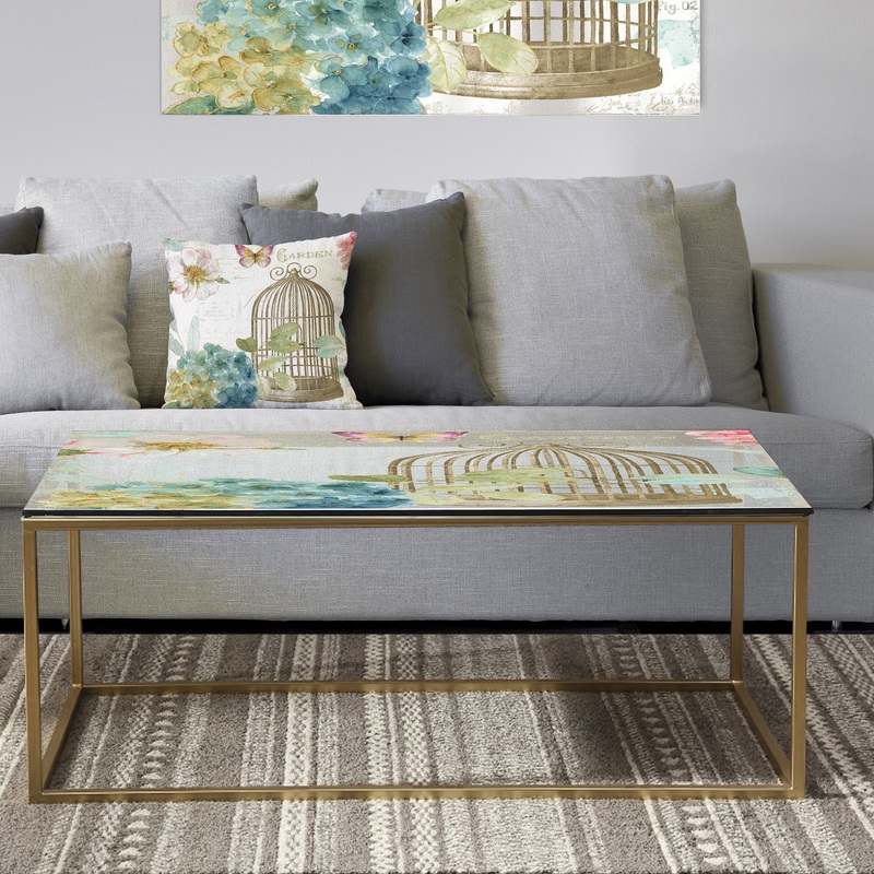 Vintage Floral Birdcage II - Metal Traditional Coffee Table