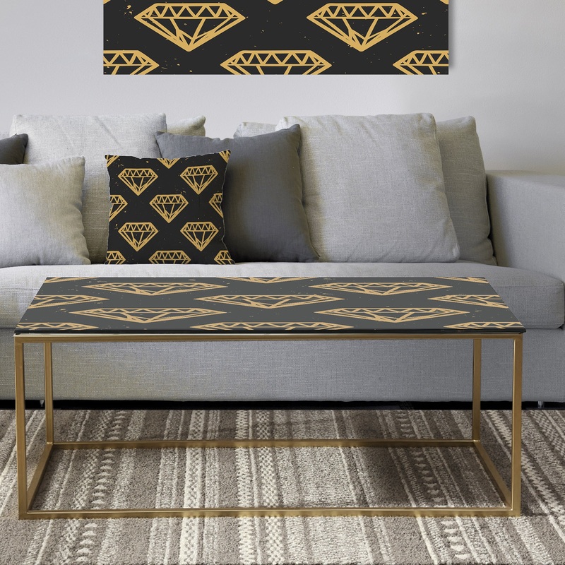 Vintage Golden Diamonds - Metal Glam Coffee Table