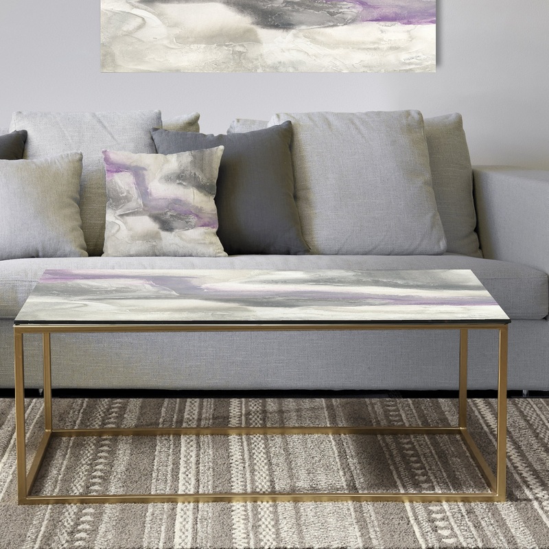 Watercolor Minimal Purple Tones II - Metal Traditional Coffee Table