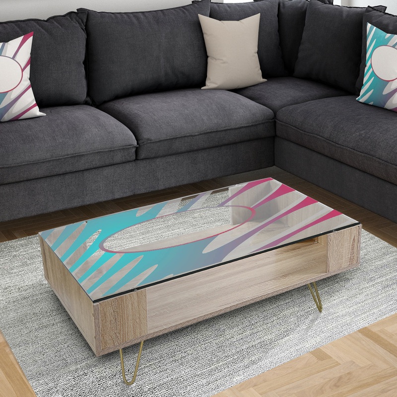 Blue Pink and Red Swirls - Modern Coffee Table