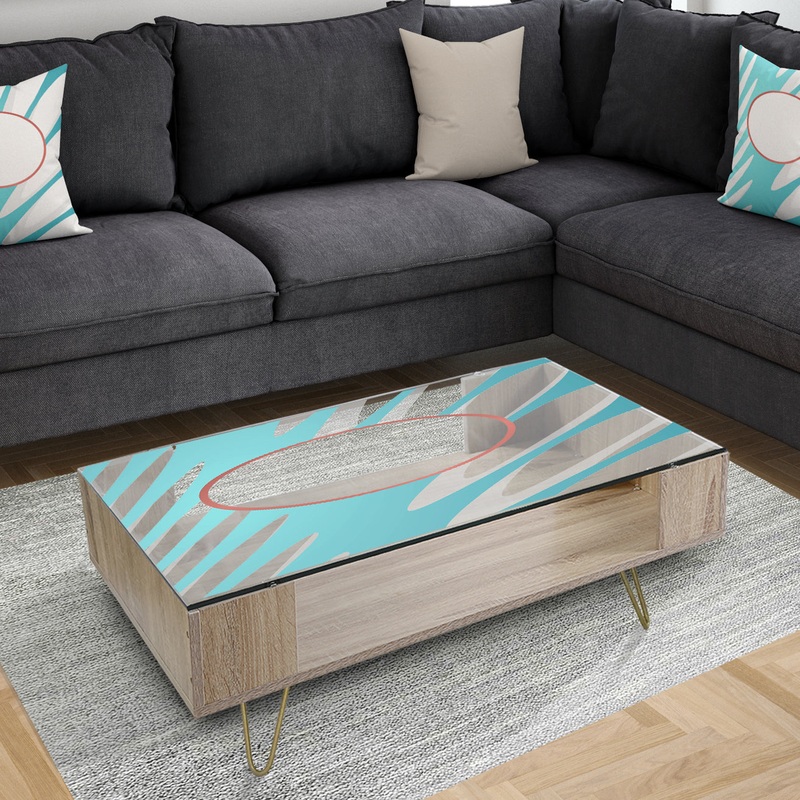 Blue Splashes and Red Circles - Modern Coffee Table