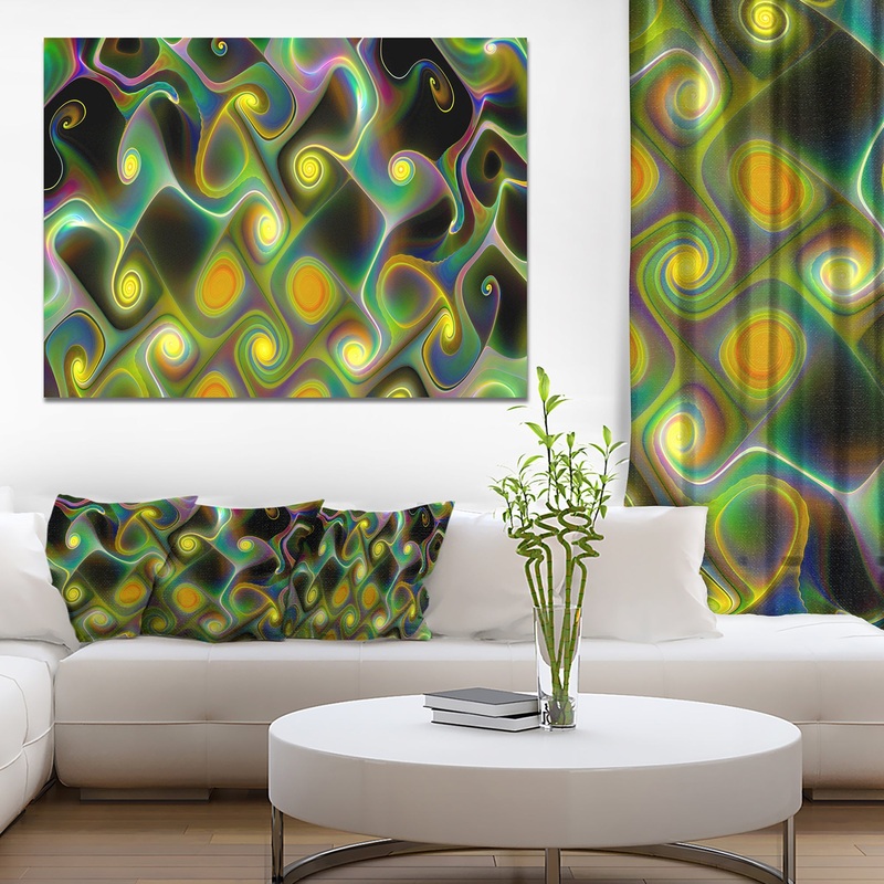Yellow Fractal Pattern with Swirls - Abstract Wall Art Canvas