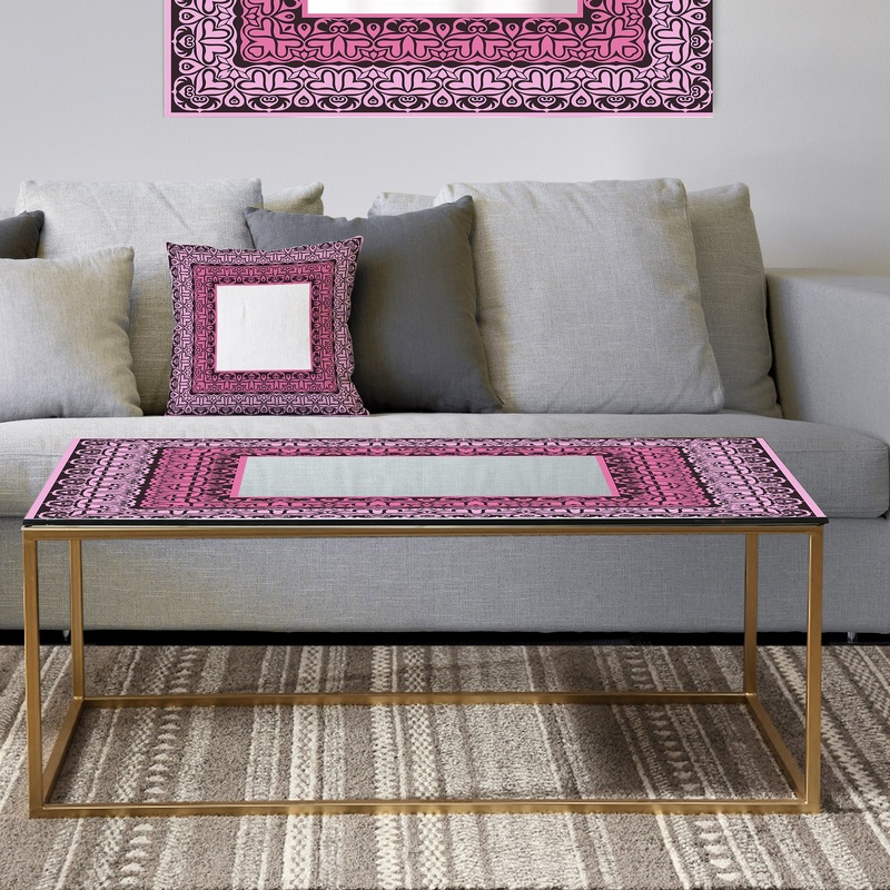 Black and Pink Hearts - Metal Industrial Coffee Table