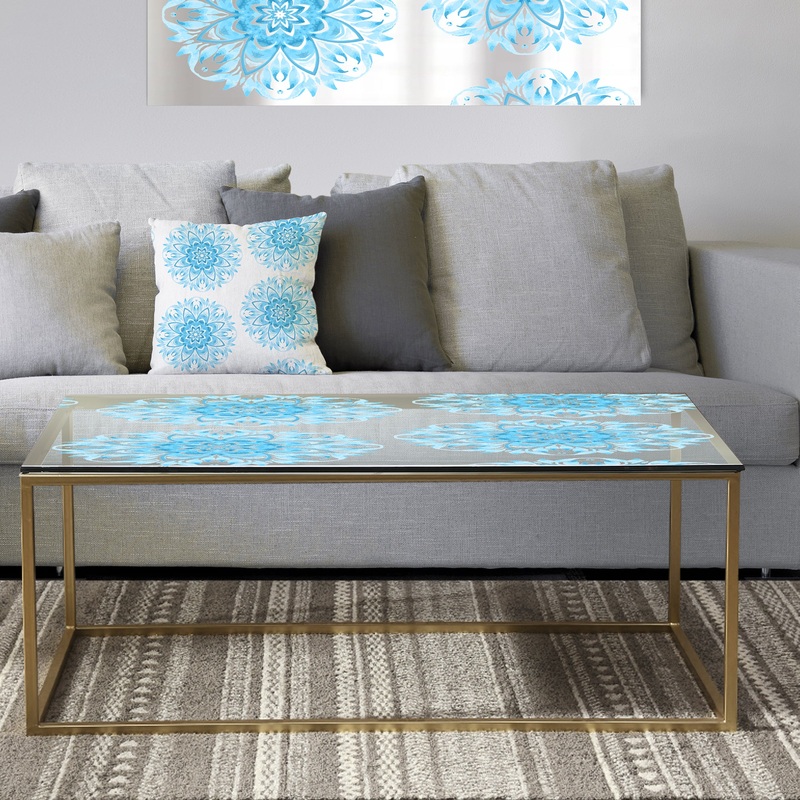 Circular Geometric In Blue - Metal Glam Coffee Table