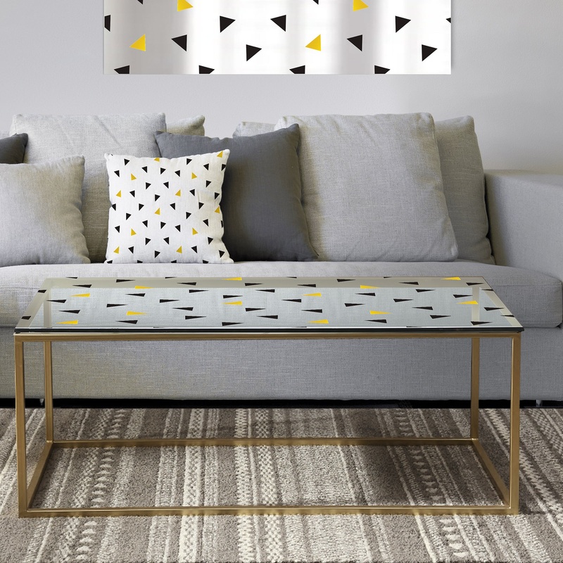 Trendy Black and Gold Triangular Pattern - Metal Glam Coffee Table