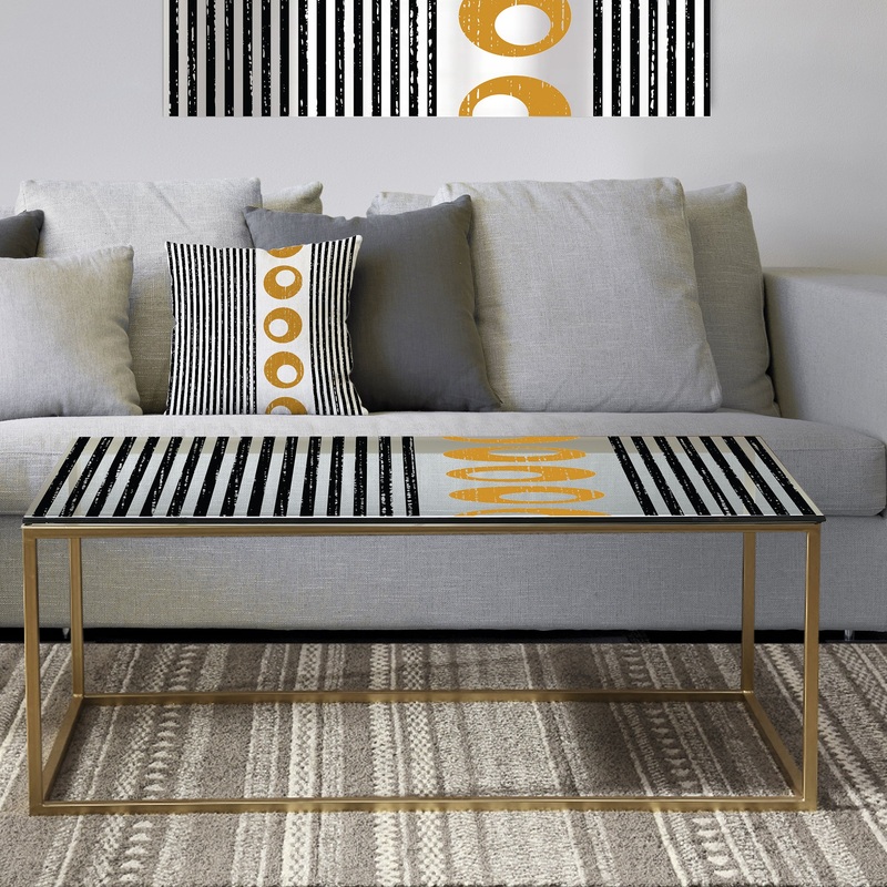 Vertical Retro Geometrical Pattern I - Metal Glam Coffee Table