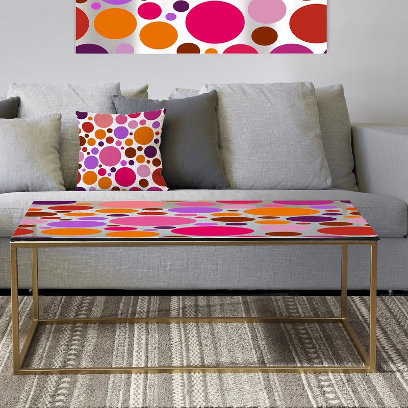 Abstract Geometric Circular Retro II - Metal Glam Coffee Table