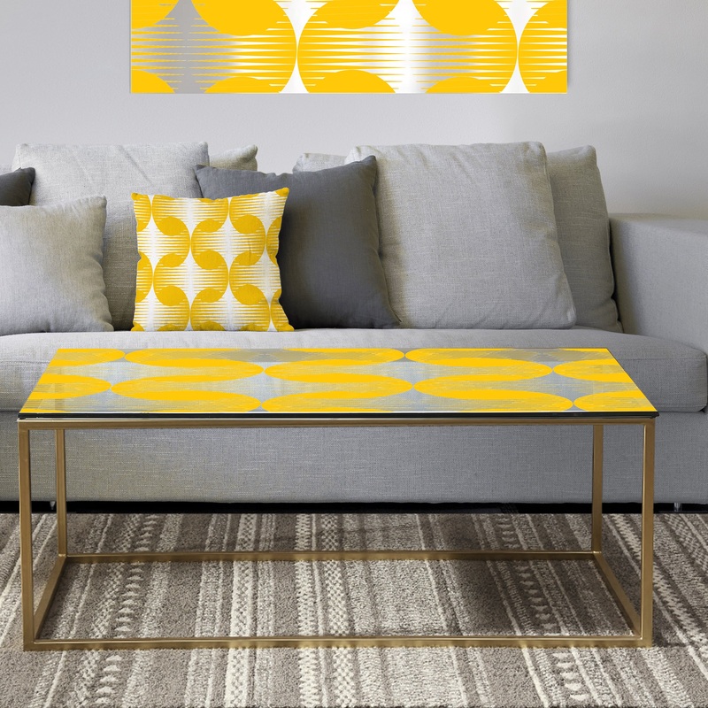 Abstract Retro Geometric Pattern IV - Metal Glam Coffee Table