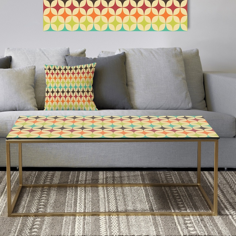 Abstract Retro Geometric Pattern V - Metal Glam Coffee Table
