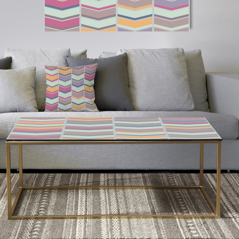 Abstract Retro Geometrical Design X - Metal Glam Coffee Table