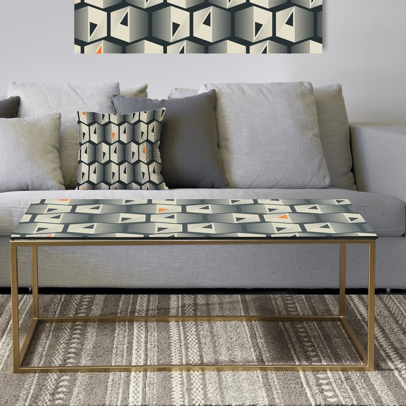 Abstract Retro Triangular Geometrics - Metal Glam Coffee Table
