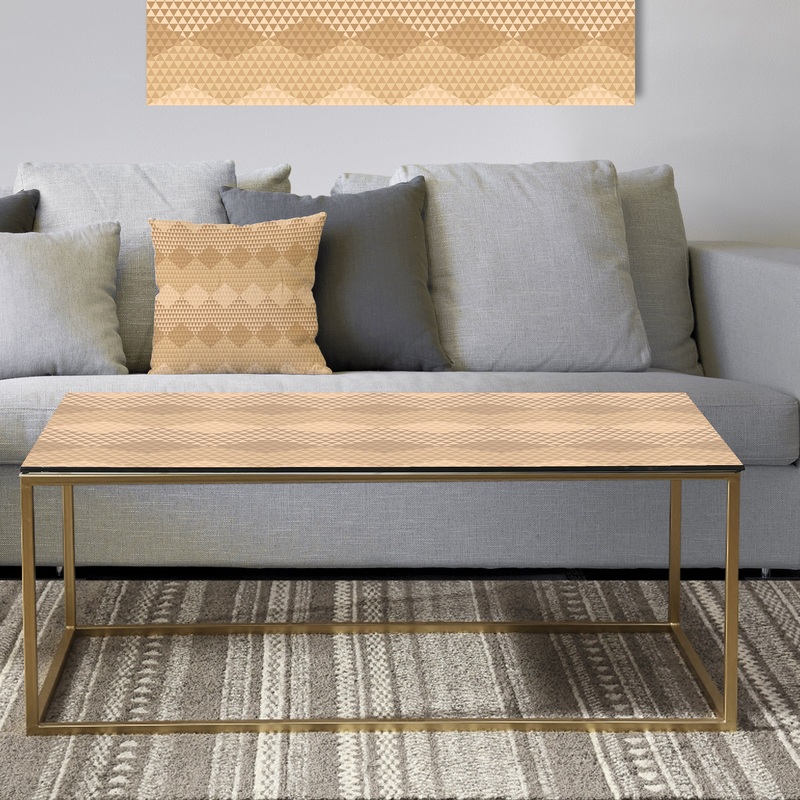 Beige Retro Triangular Wave - Metal Glam Coffee Table