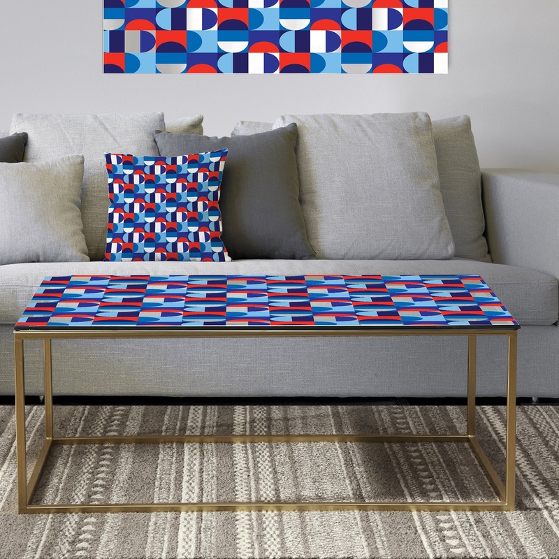 Blue, Red & White Polka Dots - Metal Glam Coffee Table