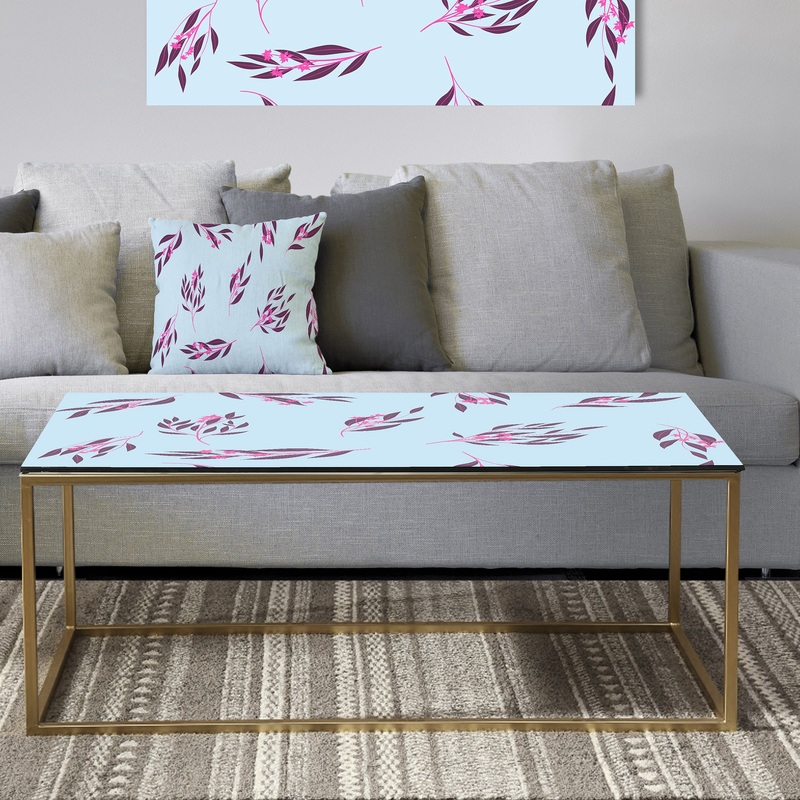 Bright Eucalyptus Floral Pattern I - Metal Traditional Coffee Table