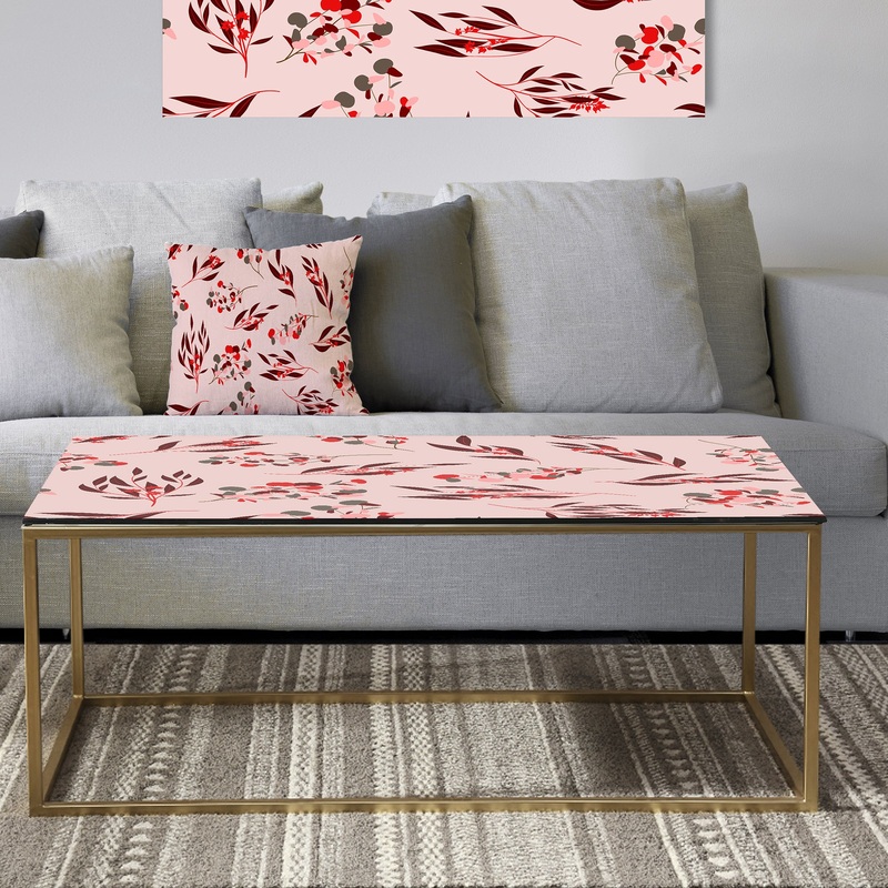 Bright Eucalyptus Floral Pattern II - Metal Traditional Coffee Table