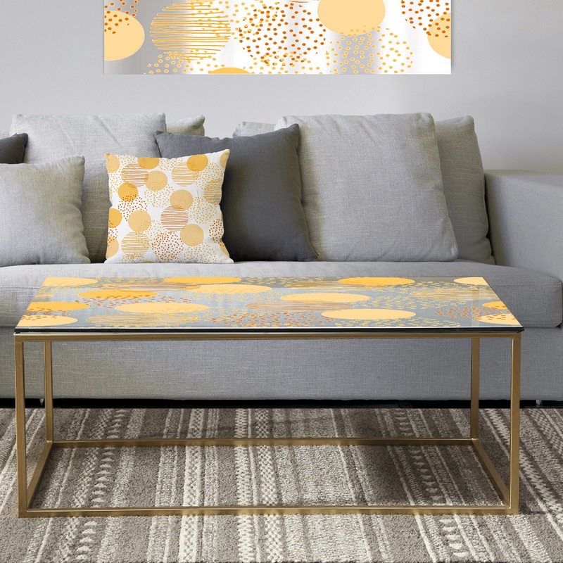 Circular Abstract Retro Geometric IX - Metal Glam Coffee Table