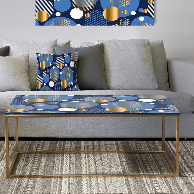 Circular Abstract Retro Geometric XI - Metal Glam Coffee Table