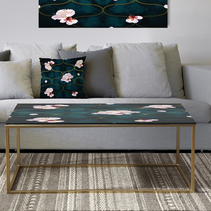Retro Pink Flower Pattern II - Metal Traditional Coffee Table