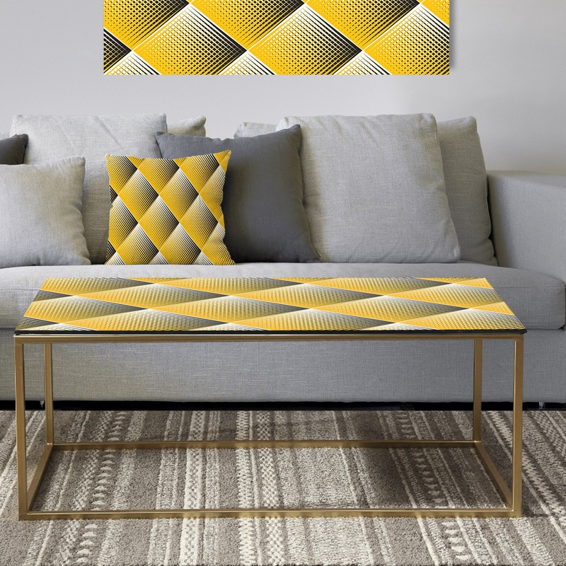 Rhombus Retro Geometric - Metal Glam Coffee Table