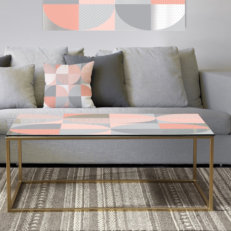 Round geometric textured pattern - Metal Glam Coffee Table