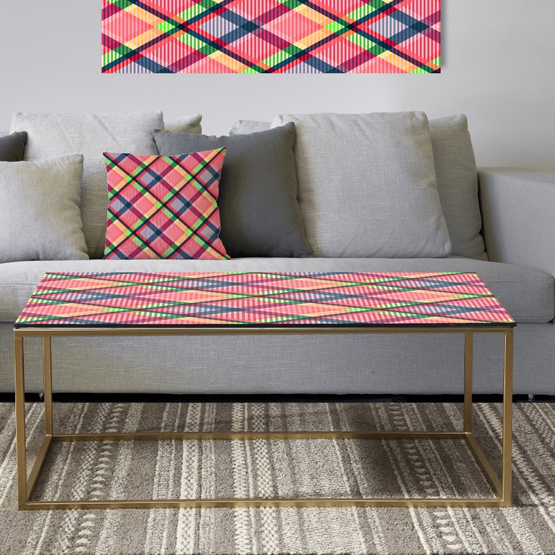 Tartan Geometrical Texture I - Metal Glam Coffee Table