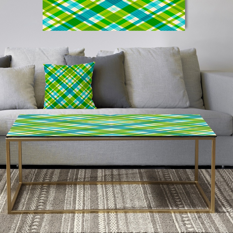 Tartan Geometrical Texture II - Metal Glam Coffee Table