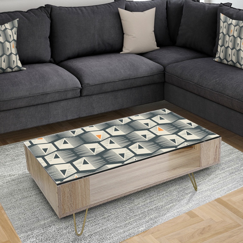 Abstract Retro Triangular Geometrics - Glam Coffee Table