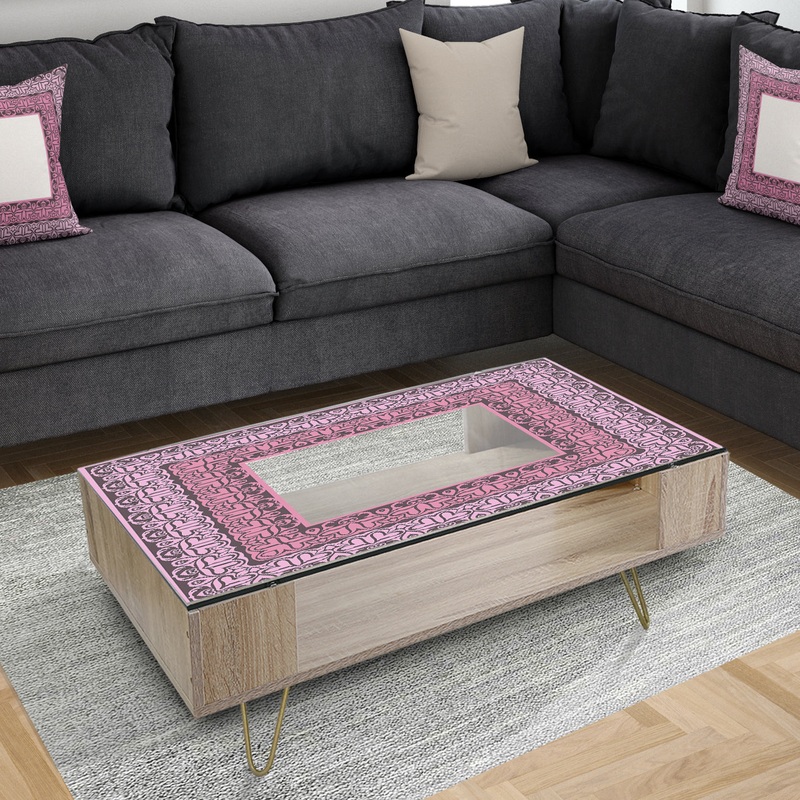 Black and Pink Hearts - Industrial Coffee Table