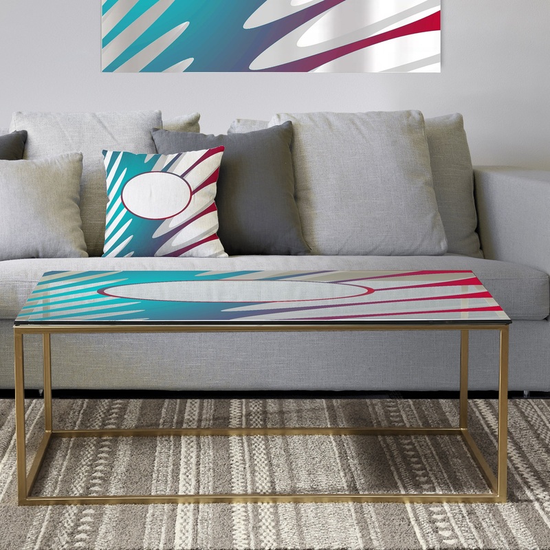 Blue Pink and Red Swirls - Metal Modern Coffee Table
