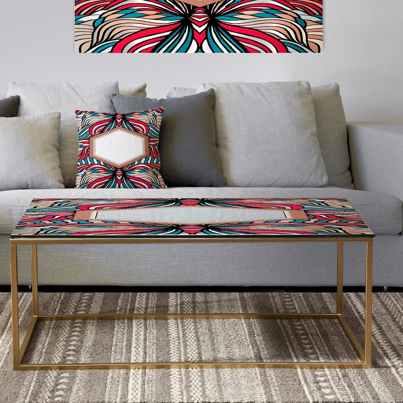 Blue Pink and White - Metal Modern Coffee Table