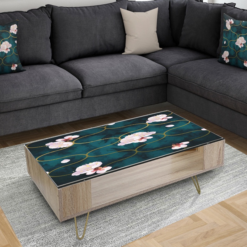 Retro Pink Flower Pattern II - Traditional Coffee Table